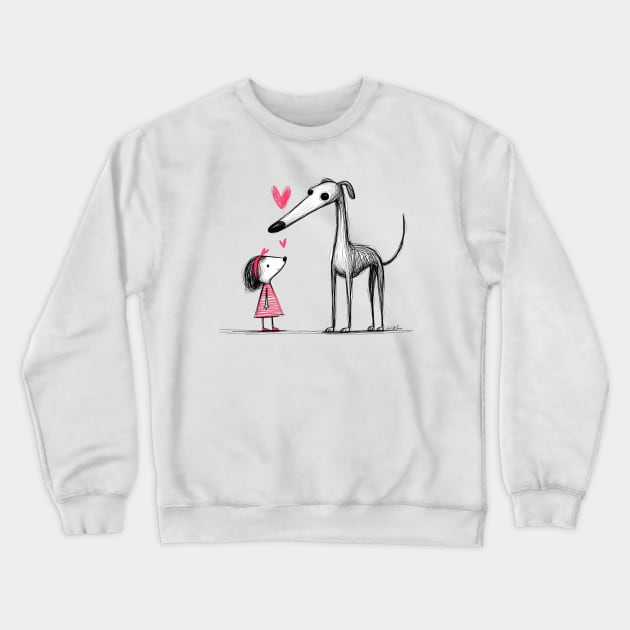 Greyhound dog and Friend Crewneck Sweatshirt by Greyhounds Are Greyt